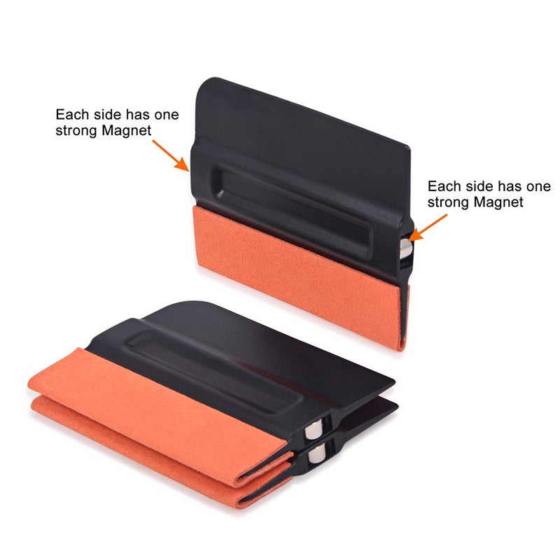 Gomake Vinyl Wrap Squeegee 4 Inch Magnet Tint With Micro-Fiber Felt Edge - Car Vinyl Scraper Decal Applicator Tool, Wallpaper Window Film Smoothing Tool, Pack of 3 - Image 3